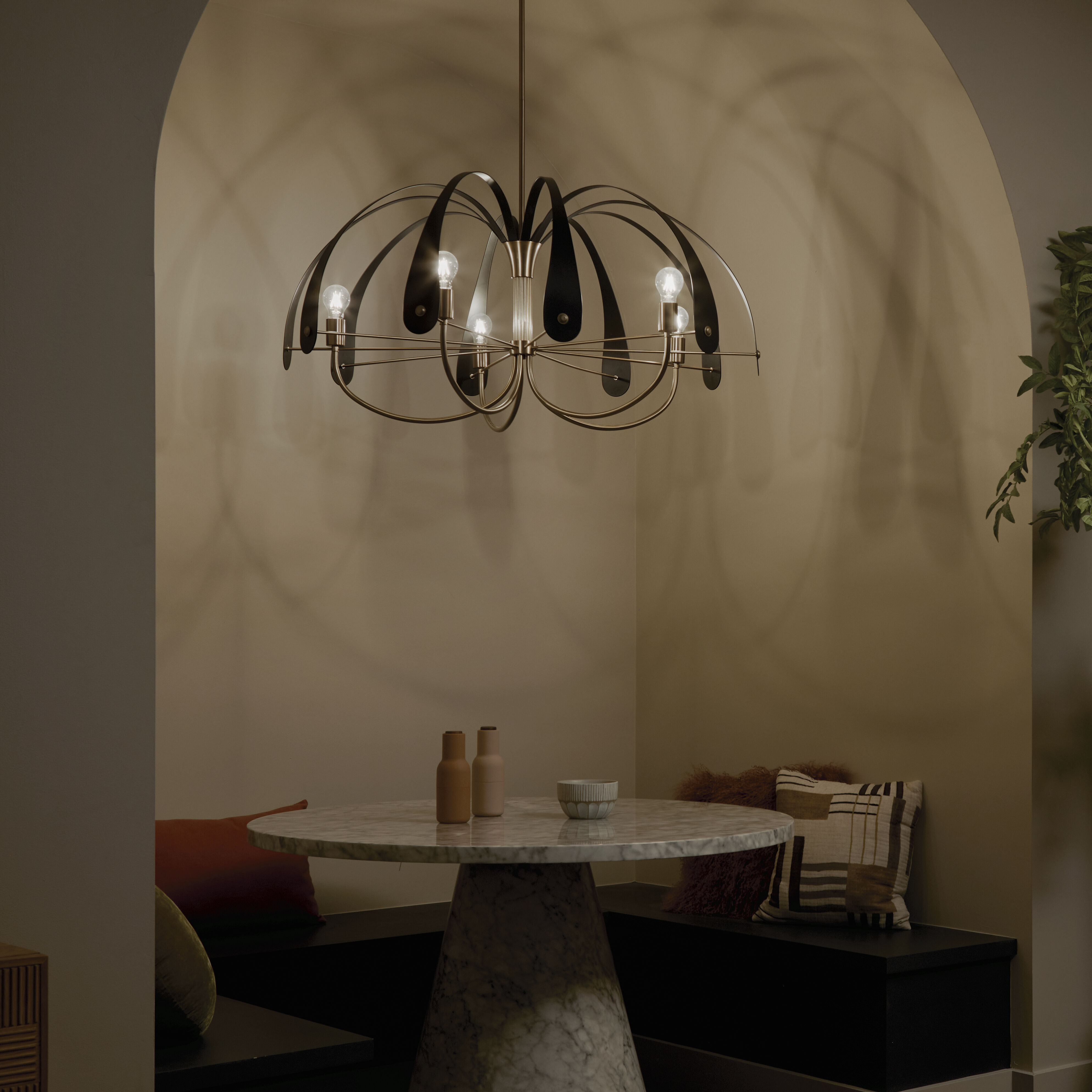 Petal LED 42.5 inch Champange Bronze with Black or White Chandelier Ceiling Light